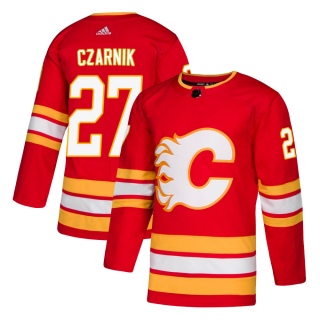 Men's Austin Czarnik Calgary Flames Adidas ized Alternate Jersey - Authentic Red
