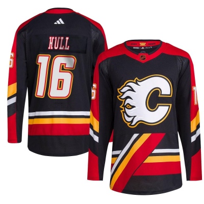 Men's Brett Hull Calgary Flames Adidas Reverse Retro 2.0 Jersey - Authentic Black