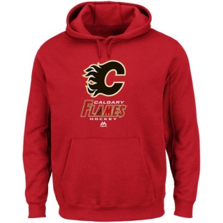 Men's Calgary Flames Majestic Critical Victory VIII Fleece Hoodie - - Red