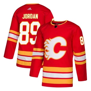 Men's Cole Jordan Calgary Flames Adidas Alternate Jersey - Authentic Red