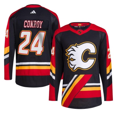 Men's Craig Conroy Calgary Flames Adidas Reverse Retro 2.0 Jersey - Authentic Black