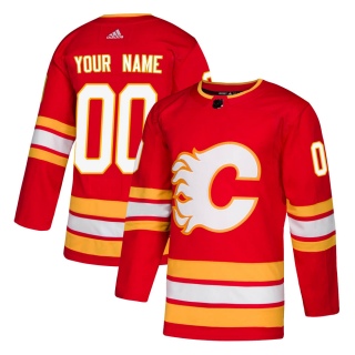 Men's Custom Calgary Flames Adidas Custom Alternate Jersey - Authentic Red