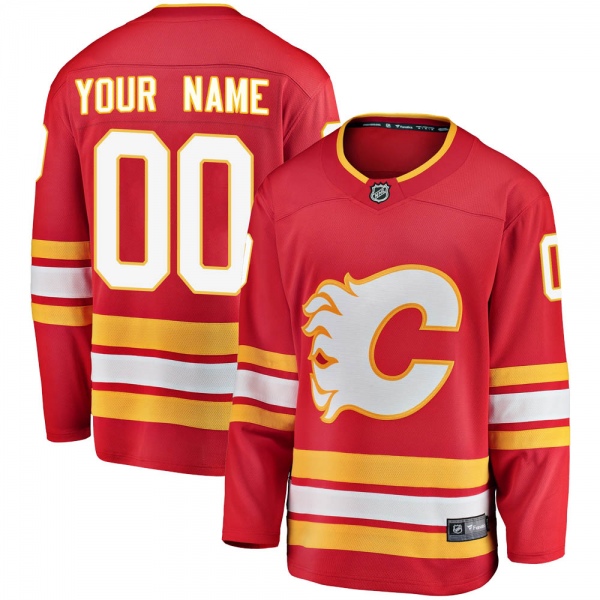 Men's Custom Calgary Flames Fanatics Branded Custom Alternate Jersey - Breakaway Red