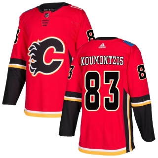 Men's Demetrios Koumontzis Calgary Flames Adidas Home Jersey - Authentic Red