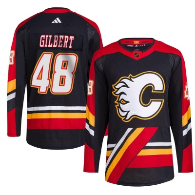 Men's Dennis Gilbert Calgary Flames Adidas Reverse Retro 2.0 Jersey - Authentic Black
