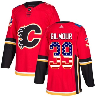 Men's Doug Gilmour Calgary Flames Adidas USA Flag Fashion Jersey - Authentic Red