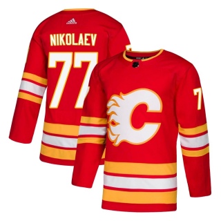 Men's Ilya Nikolaev Calgary Flames Adidas Alternate Jersey - Authentic Red