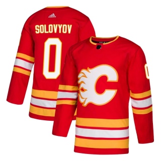 Men's Ilya Solovyov Calgary Flames Adidas Alternate Jersey - Authentic Red