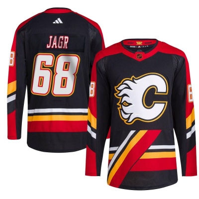 Men's Jaromir Jagr Calgary Flames Adidas Reverse Retro 2.0 Jersey - Authentic Black