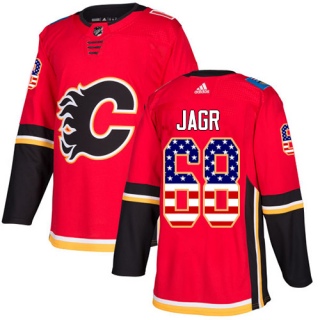 Men's Jaromir Jagr Calgary Flames Adidas USA Flag Fashion Jersey - Authentic Red