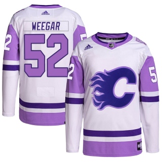 Men's MacKenzie Weegar Calgary Flames Adidas Hockey Fights Cancer Primegreen Jersey - Authentic White/Purple