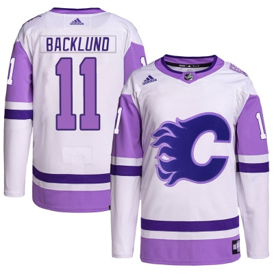 Men's Mikael Backlund Calgary Flames Adidas Hockey Fights Cancer Primegreen Jersey - Authentic White/Purple