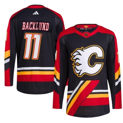 Men's Mikael Backlund Calgary Flames Adidas Reverse Retro 2.0 Jersey - Authentic Black