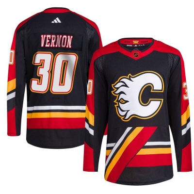 Men's Mike Vernon Calgary Flames Adidas Reverse Retro 2.0 Jersey - Authentic Black