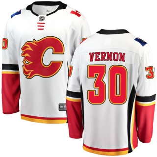 Men's Mike Vernon Calgary Flames Fanatics Branded Away Jersey - Breakaway White