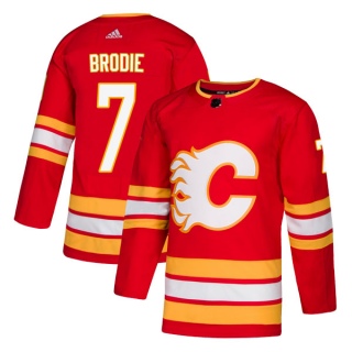 Men's T.J. Brodie Calgary Flames Adidas Alternate Jersey - Authentic Red
