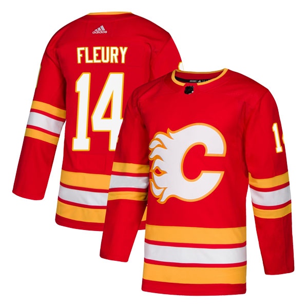 Men's Theoren Fleury Calgary Flames Adidas Alternate Jersey - Authentic Red