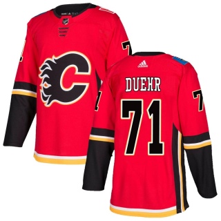 Men's Walker Duehr Calgary Flames Adidas Home Jersey - Authentic Red