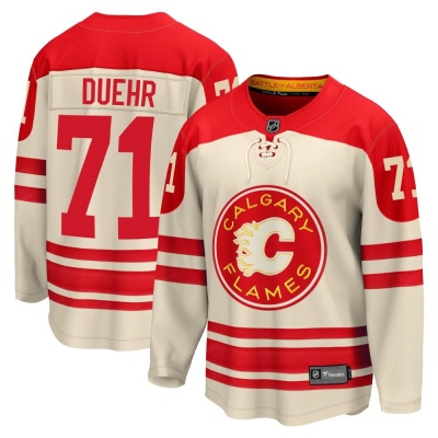 Men's Walker Duehr Calgary Flames Fanatics Branded Breakaway 2023 Heritage Classic Jersey - Premier Cream
