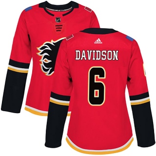Women's Brandon Davidson Calgary Flames Adidas Home Jersey - Authentic Red