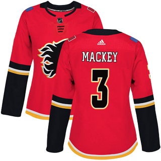 Women's Connor Mackey Calgary Flames Adidas Home Jersey - Authentic Red