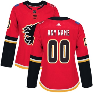 Women's Custom Calgary Flames Adidas Home Jersey - Authentic Red