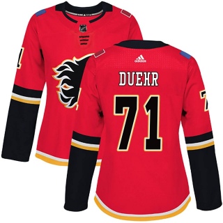 Women's Walker Duehr Calgary Flames Adidas Home Jersey - Authentic Red