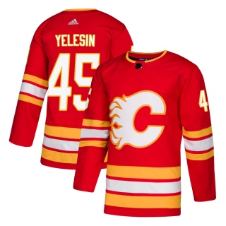Youth Alexander Yelesin Calgary Flames Adidas Alternate Jersey - Authentic Red
