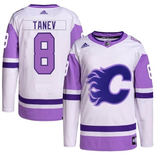 Youth Chris Tanev Calgary Flames Adidas Hockey Fights Cancer Primegreen Jersey - Authentic White/Purple