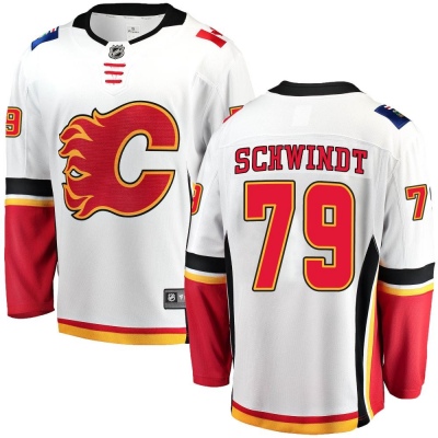 Youth Cole Schwindt Calgary Flames Fanatics Branded Away Jersey - Breakaway White