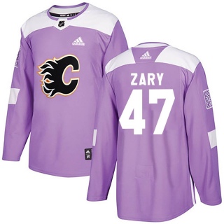 Youth Connor Zary Calgary Flames Adidas Fights Cancer Practice Jersey - Authentic Purple