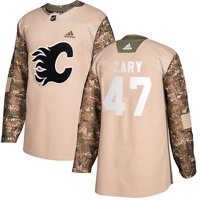 Youth Connor Zary Calgary Flames Adidas Veterans Day Practice Jersey - Authentic Camo