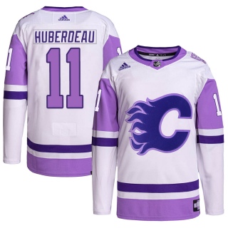 Youth Jonathan Huberdeau Calgary Flames Adidas Hockey Fights Cancer Primegreen Jersey - Authentic White/Purple