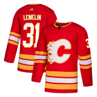 Youth Rejean Lemelin Calgary Flames Adidas Alternate Jersey - Authentic Red